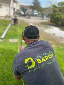Jardins Baron prise de mesure sur chantier