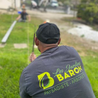 Jardins Baron prise de mesure sur chantier